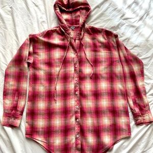 Aerie Flannel Button-down Hoodie